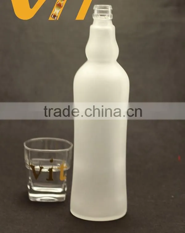 High quality frosted glass bottle tequila glass bottle fancy glass bottle