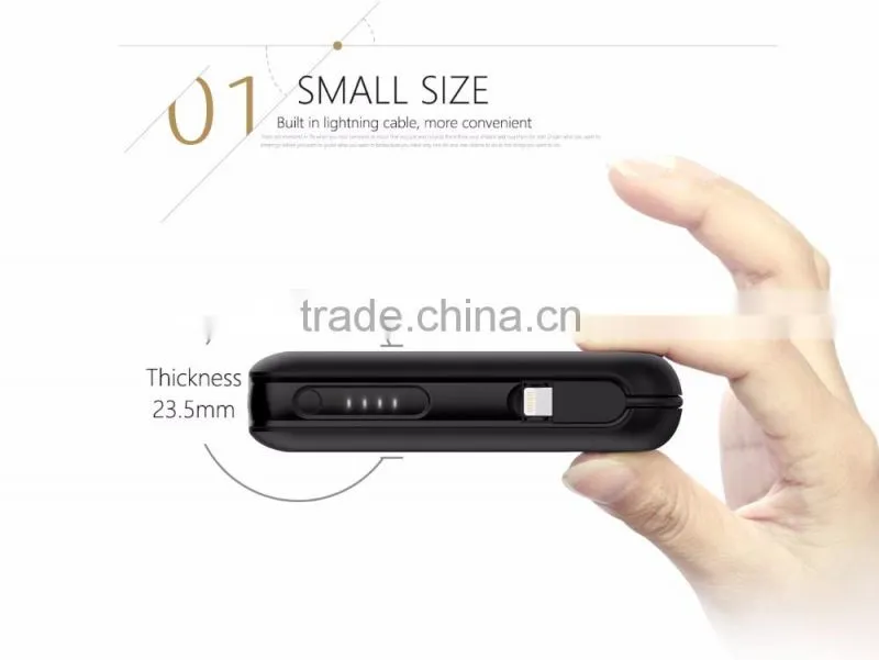 new fashion 5200mAh Portable power bank with MFI cable built-in for I7
