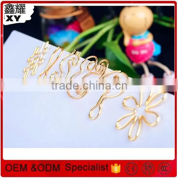 Golden color book shape paper metal clip for school