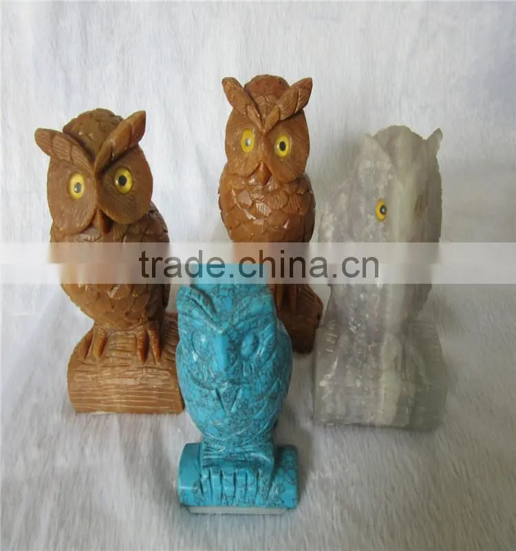 Factory direct customized quartz crystal colorful owl for home decor