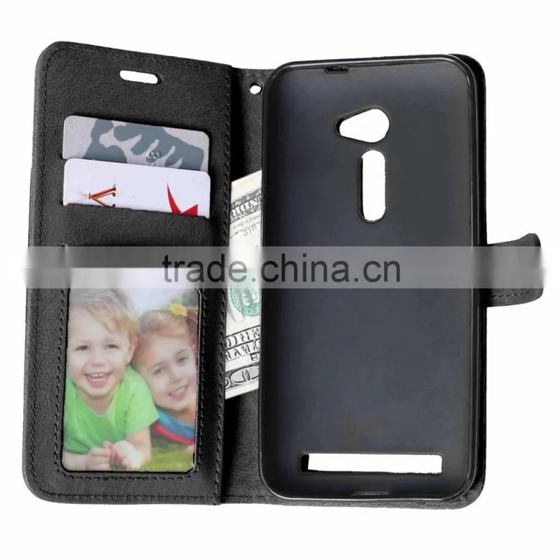 Mobile Phone PU Leather Flip Card-slot Case for ASUS Zenfone 2 ZE500CL 5.0