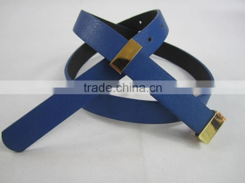 blue cheap skinny PU leather ladies belts