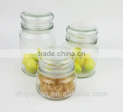 Round Clear Glass Candle Jar with Glass Lid