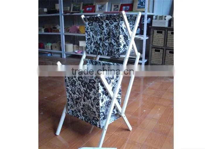 Folding wooden structure fabric gadget organizer