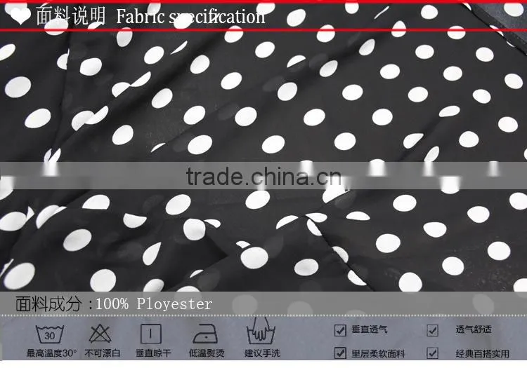 2016 new spring dress printing MM and Polka Dot Chiffon Dress