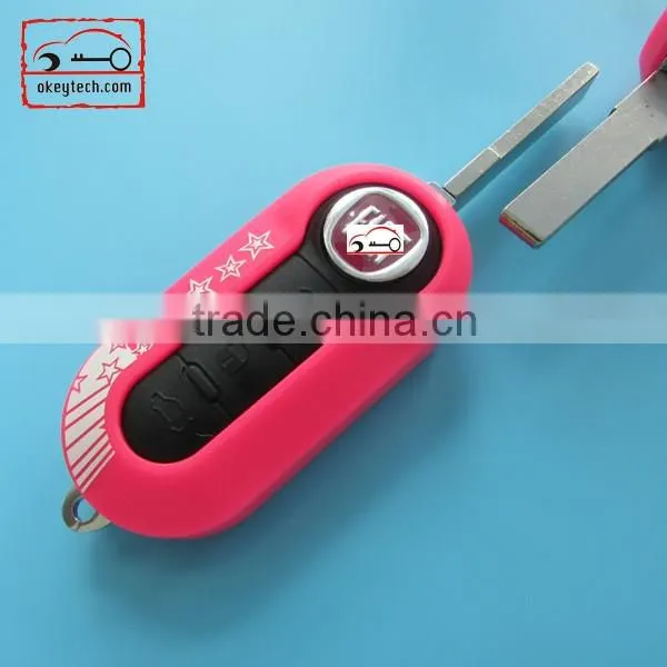 High Quatity Fita 500 flip remote key shell pink 3 button Fiat 500 Brava Panda Punto fobs romote key case