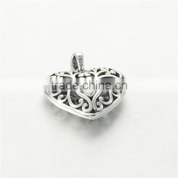 Colorful Rhinestone Jewelry Silver Heart Pendant