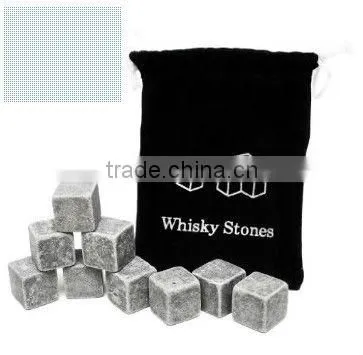 Whisky Stones Ice Rocks x 9 with Storage Bag