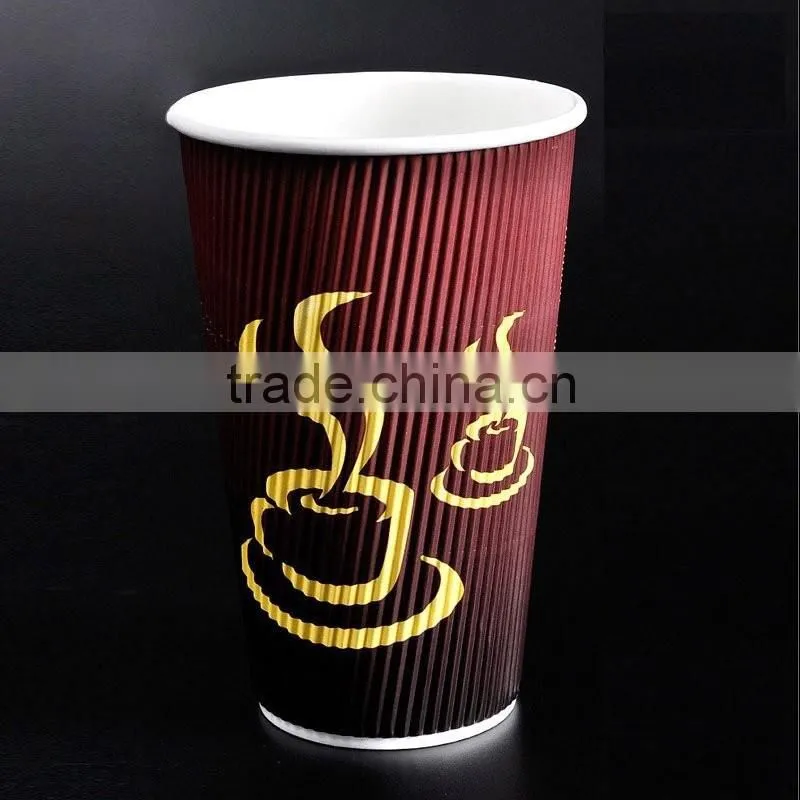 Logo Printed Disposable Custom Printed Ripple Wall Hot Coffee Paper Cup