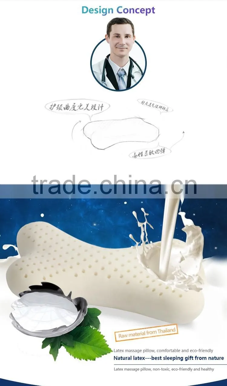 XD-KO001 65D 100% natural latex car massage pillow/car neck pillow with size 30*20*10