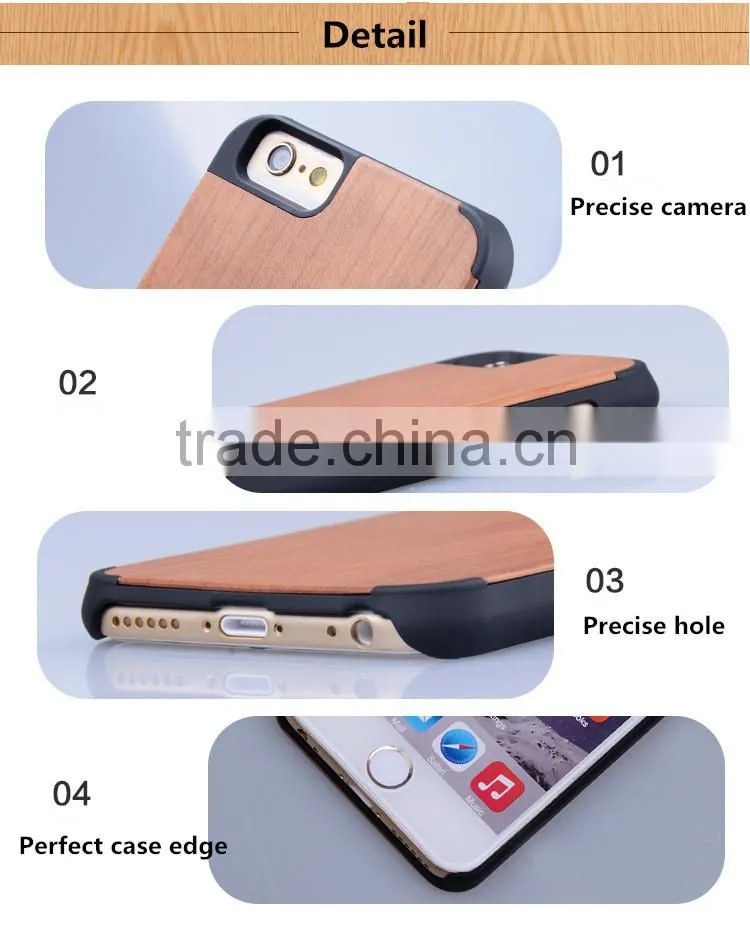Wood bamboo +PC double sided case without battery for iphone 5 case.