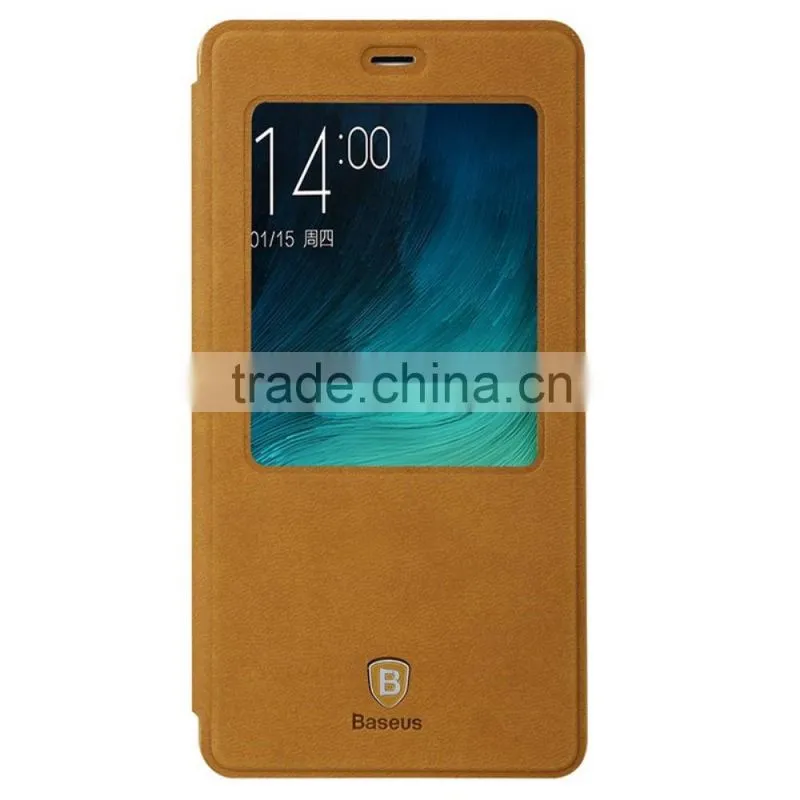 Sleep Wake Up Function Window View Silk Flip Case For Xiaomi Mi Note Leather Case