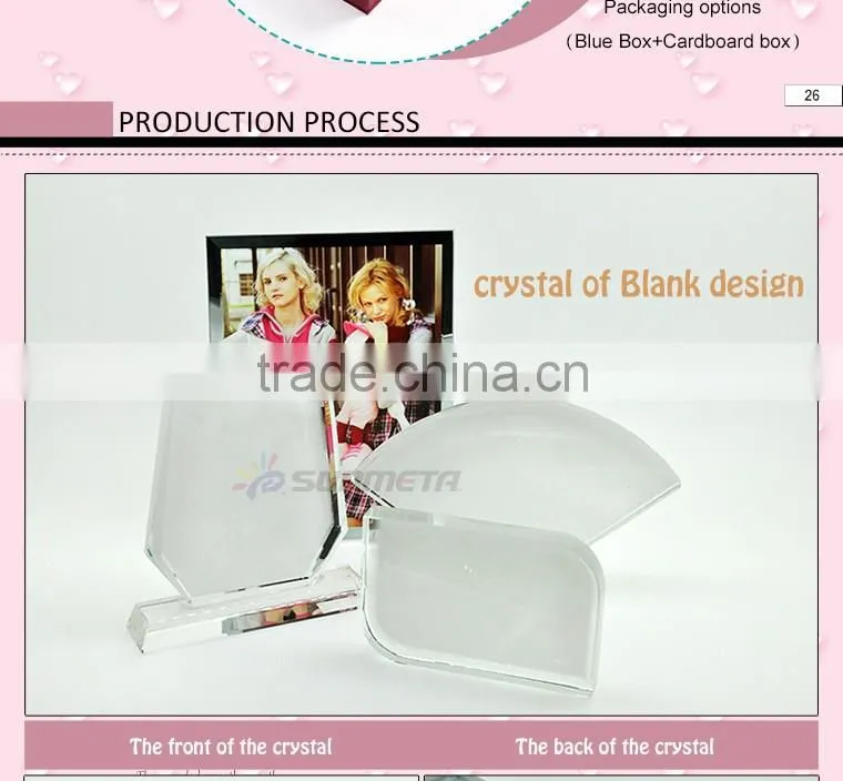 Promotional gifts L160*H110*W40mm horizontal blank sublimation crystal 3d