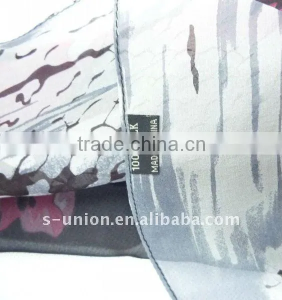Fashion 100% raw silk chiffon lady scarves