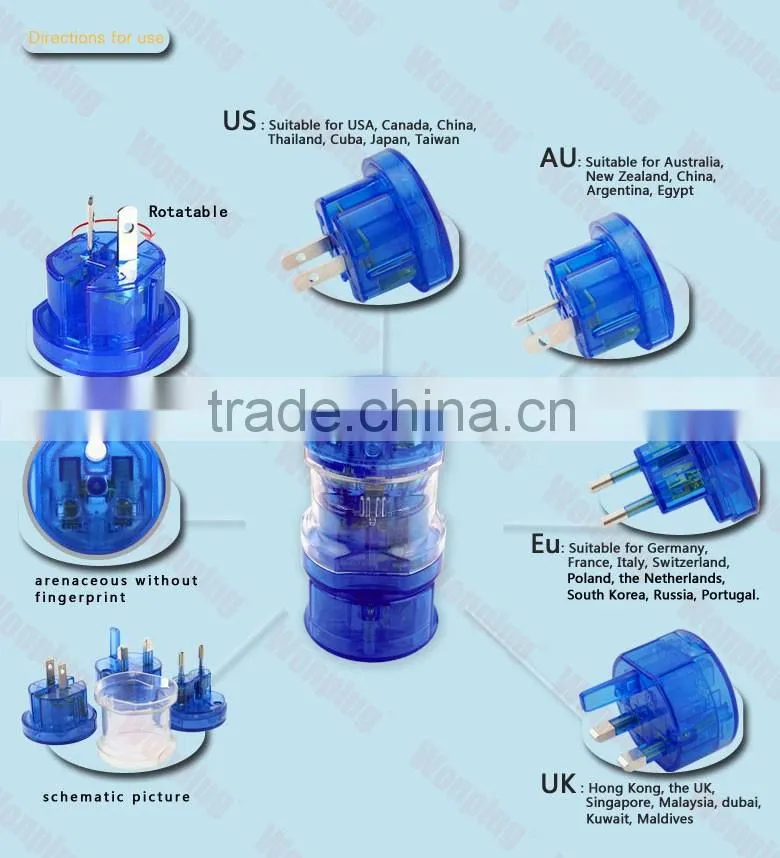 2016 Wonplug new design colourful universal travel adapter for Republic of Lithuania