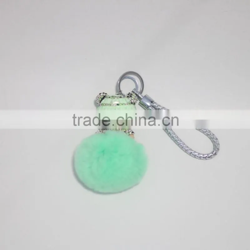 Real Fox Fur Monchhichi cartoons Keychain