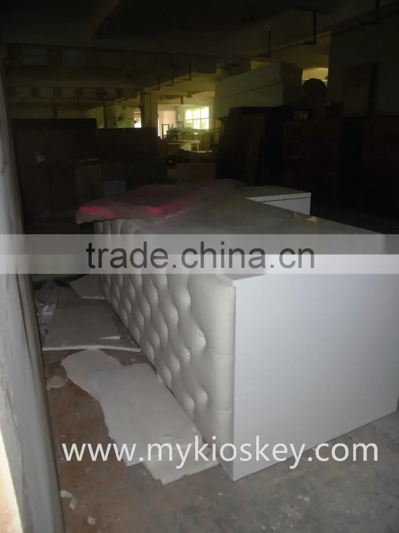 Beauty salon reception desk with lexury sofa