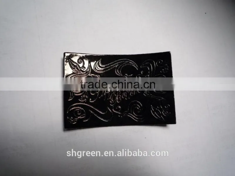 Glossy bright surface flower pattern garment cowhide lether tag