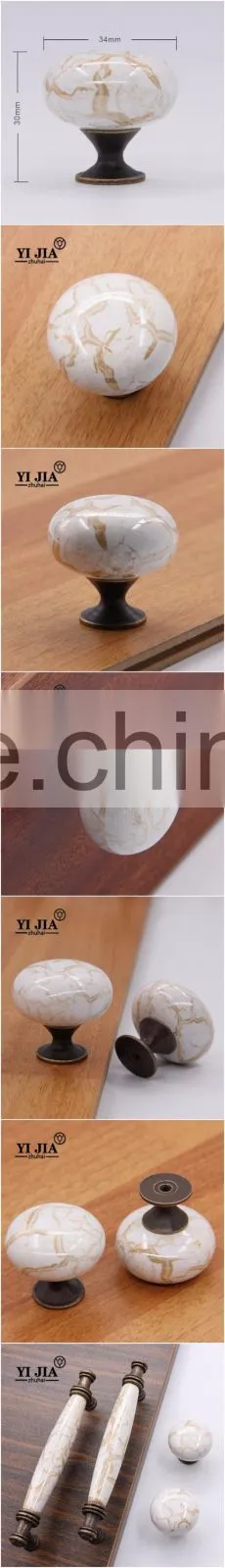 India Bronze Furniture Drawer Round Ceramic Knob