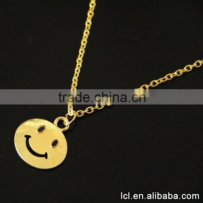 Simple imitation gold chain necklace designs, smile face imitation gold chain necklace designs