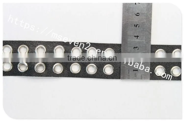 High quality 3.3cm width black leather eyelet trims for shoes wholesale