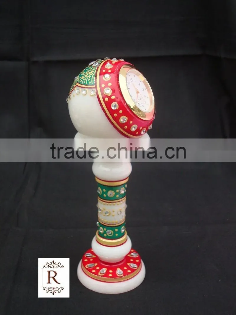 Indian Marble Piller Watch Clock Handicraft Gift Decor Handmade Jaipur Rajasthan christmas gift