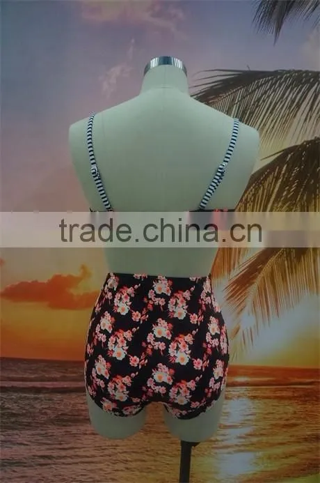 New fashion printed flower women hot sexy high waist bikini