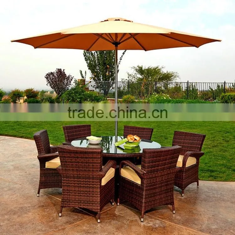 Luxury rattan garden patio dining table sets with 6 chairs