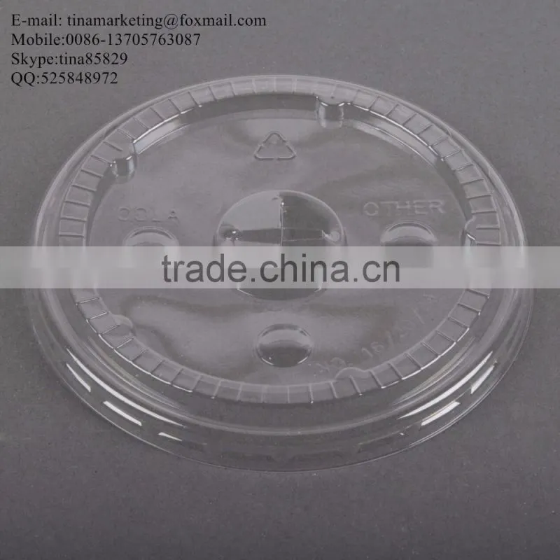 Clear Flat PS Material Lid for 16/20/24 oz. Plastic Lemonade Cup