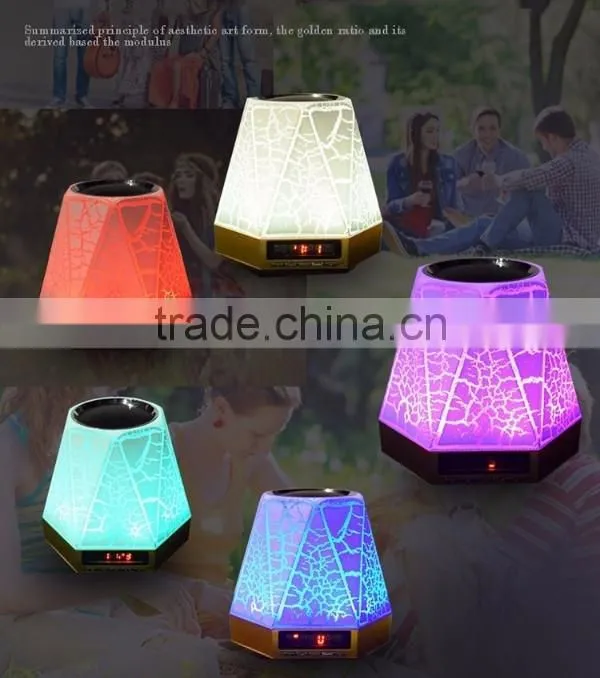 Colorful dazzle LED light Mini Crack bluetooth speaker with LED clock