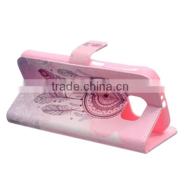 Painting phone case wallet leather case leather flip holster for Samsung S7 edge