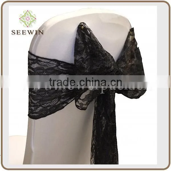 wedding decoration pure white chiffon chaivari curly willow ruffle chair sash
