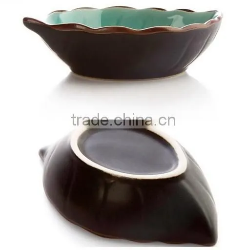 Wholesale Stock Small Order Leaf Shaped Ceramic Condiment Plate