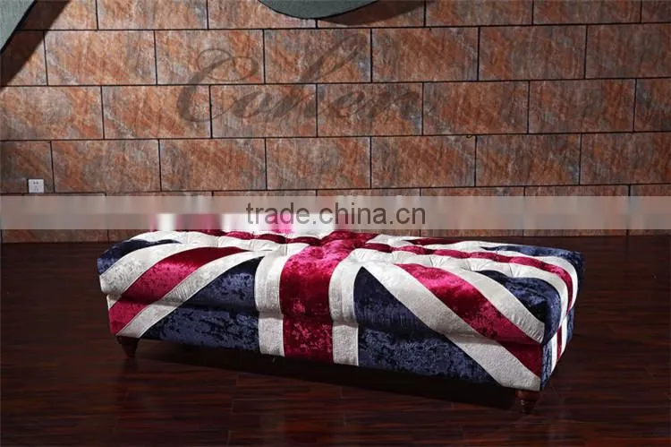 2016 hot sell high quality Europe vintage style living room chesterfeild UK flag fabric sofa