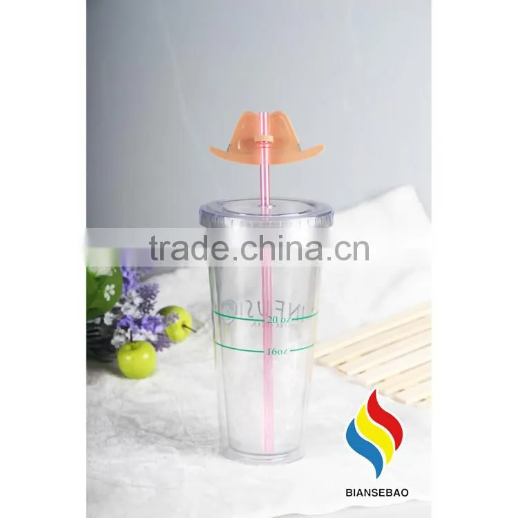 Clear PS/AS cup with logo plastic tumbler 16oz
