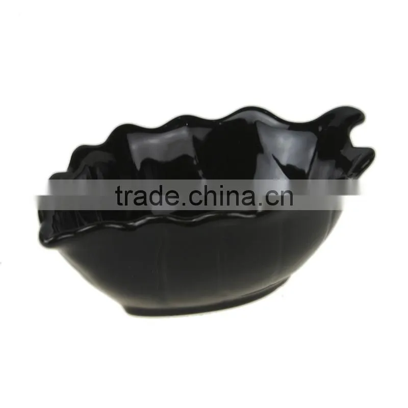 black color tableware stoneware leaf bowl