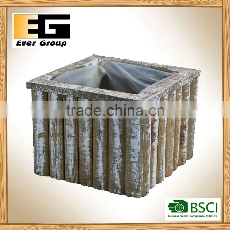 Outdoor Wooden Artificial Plants Flower Pots