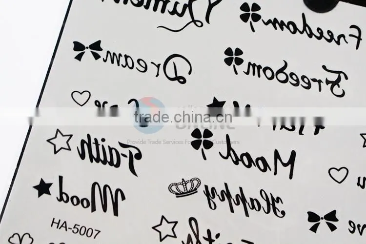 Good Quality English Printed Tattoo Sticker