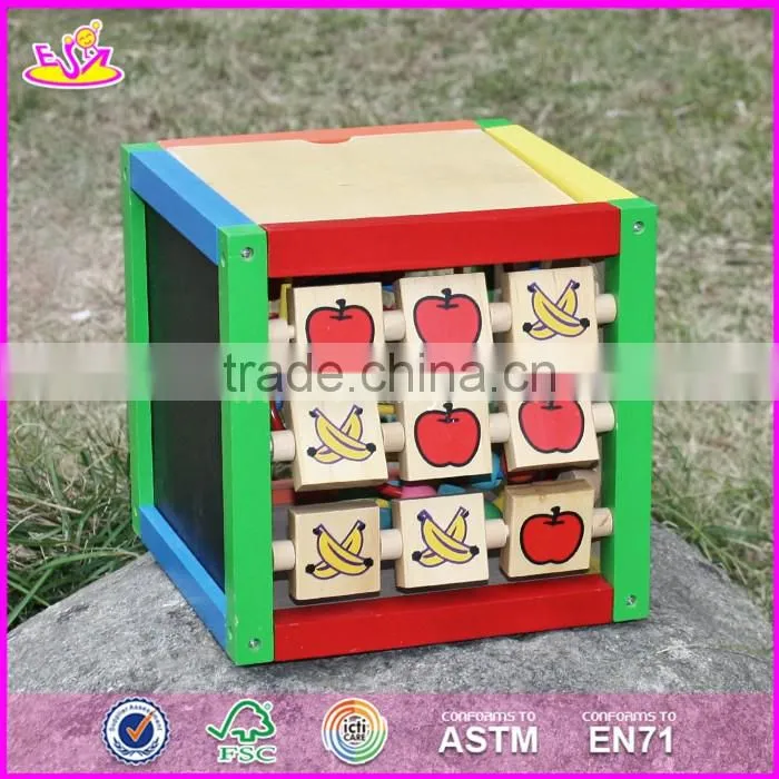 2017 new design funny toy children multi-function wooden bead maze cube W11B060