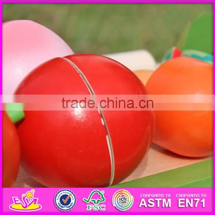 2016 new design children pretend play wooden fruit cutting game W10B177