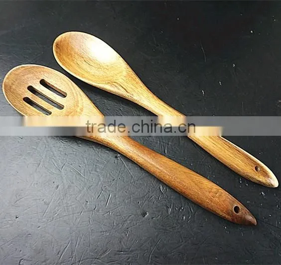 22036 High quality beech wood spoon slotted spoon