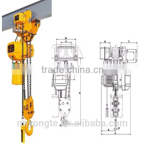 2016 Special Design For Limit Space 0.5t Electric Chain Hoist With Low Headroom