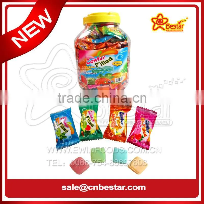 Bottle Packing Bubble Gum Center Filled Fruity Jam