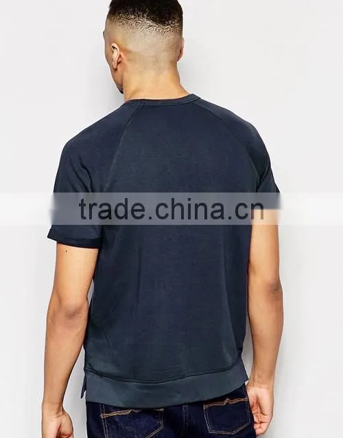French terry short sleeve pullover plain men spring / summer sweatshirt OEM service