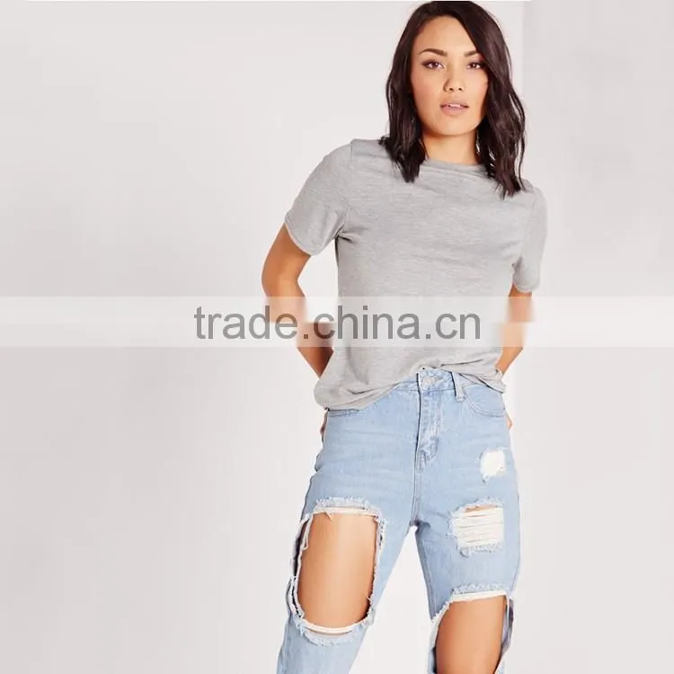 Woman Knit Plain T Shirt Blank Custom Dri Fit import blank t shirts