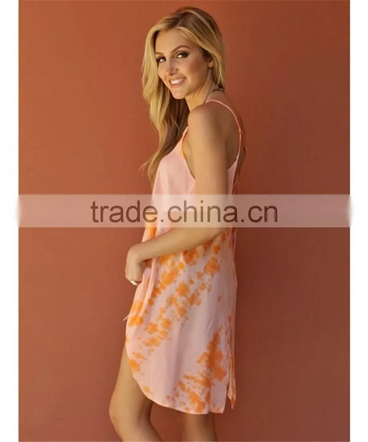 Long length casual orange tops loose tank tops wholesale women