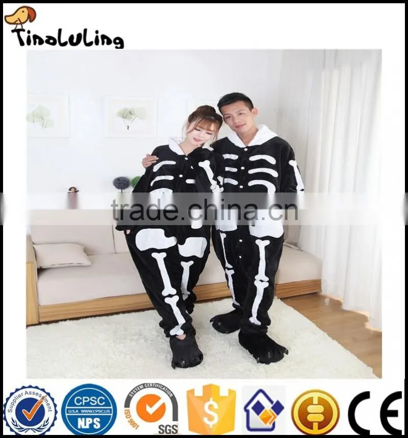 Autumn spring winter flannel lovers couples women animal pajamas one piece cartoon sleepwear cheap adult animal Siamese pyjamas