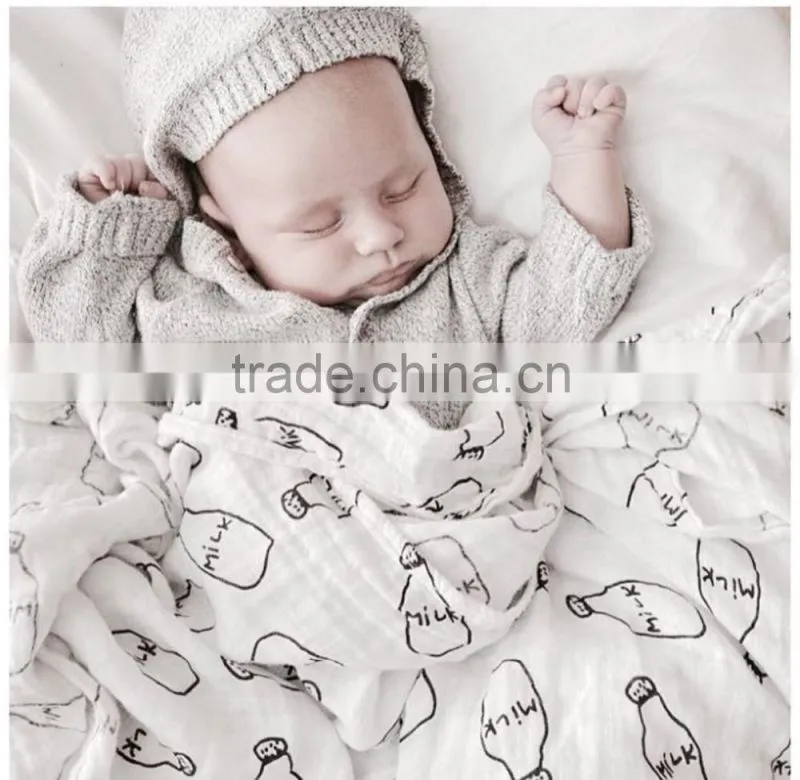 super soft 100%cotton baby swaddle muslin blanket