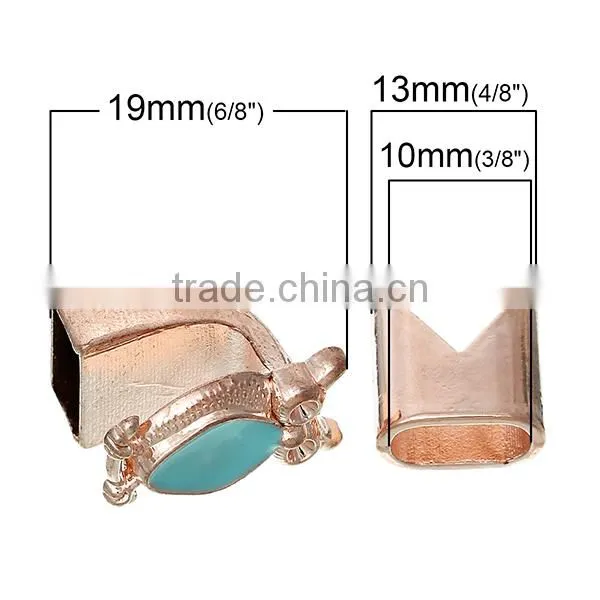 Zinc Based Alloy Hook Clasps Bracelet End Bar With Slider For Leather Bracelet Owl Halloween Rose Gold Skyblue