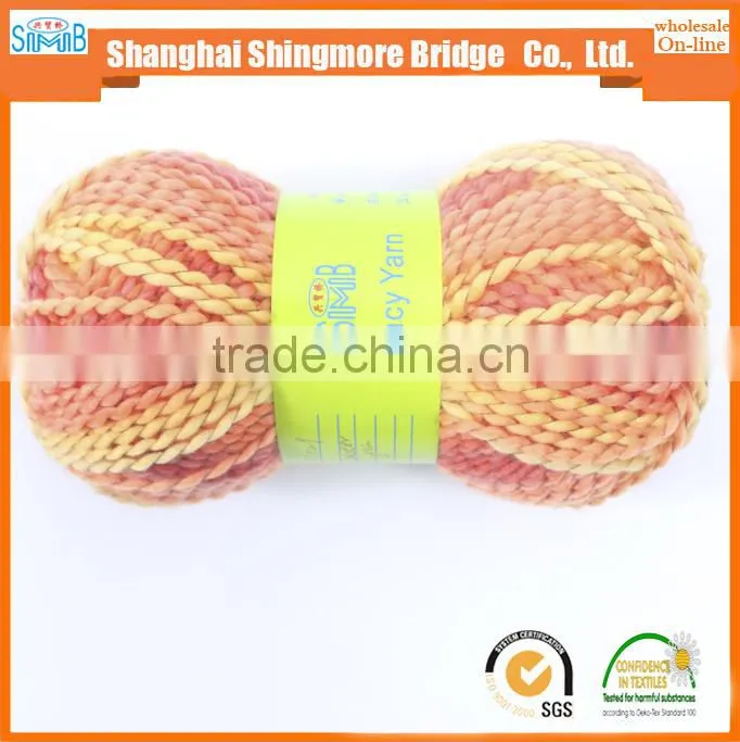 Online shopping yarns china factory cheapest price wholesale high tenacity dyed polyester yarn hand knitting wave yarn